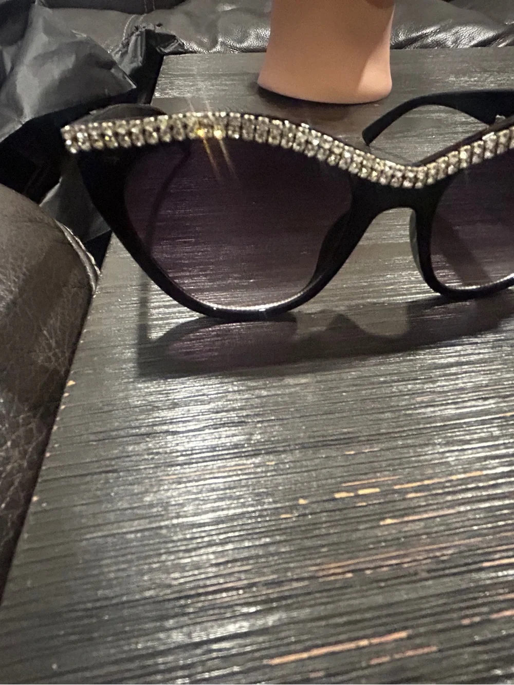 Women's Black Rhinestone Cat-Eye Sunglasses